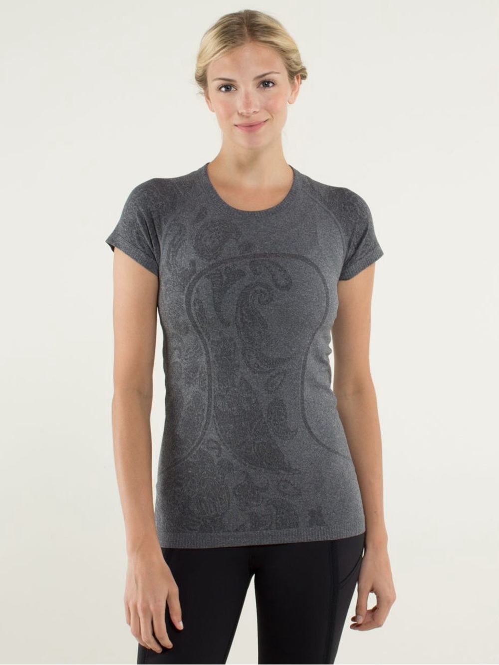 Lululemon Swiftly Tech Short Sleeve *Paisley Heathered Black Size 6 GUC $64 MSRP